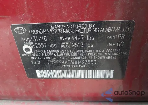 2017 Hyundai Sonata из США, поврежденный, VIN 5NPE24AF3HH493553